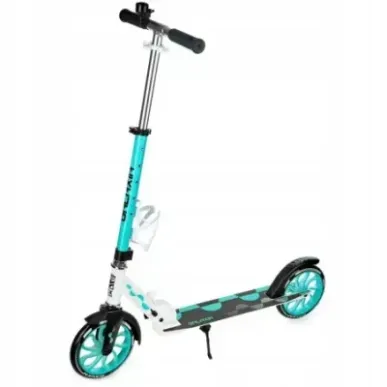 LED Scooter Raven Galaxia White/Mint 200mm with bell, bottle holder
