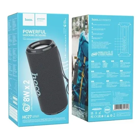 HOCO HC27 Soundful Portable speaker Blutooth/ FM/ TF card/ USB memory stick/ AUX 2 x 8 W Grey