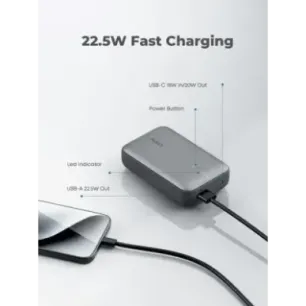 AUKEY PB-Y57 Spark Mini 20000 Compact Fast Charging Power Bank Available In Grey And White