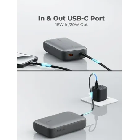AUKEY PB-Y57 Spark Mini 20000 Compact Fast Charging Power Bank Available In Grey And White