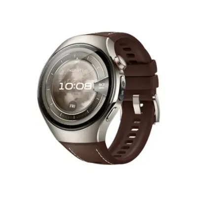 Huawei Watch 5 (46mm), Fluorelastomer Brown classic strap, Metal body, Rates-L29L