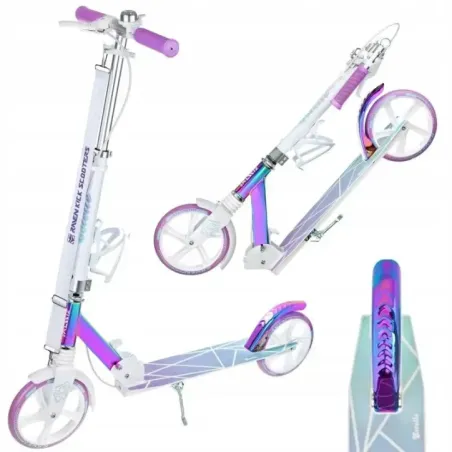 Kick scooter Raven Estelle PRO White 200mm with handbrake, bell, bottle holder and front suspension