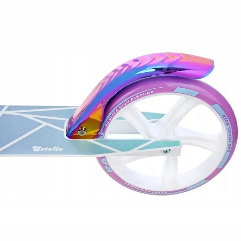 Kick scooter Raven Estelle PRO White 200mm with handbrake, bell, bottle holder and front suspension