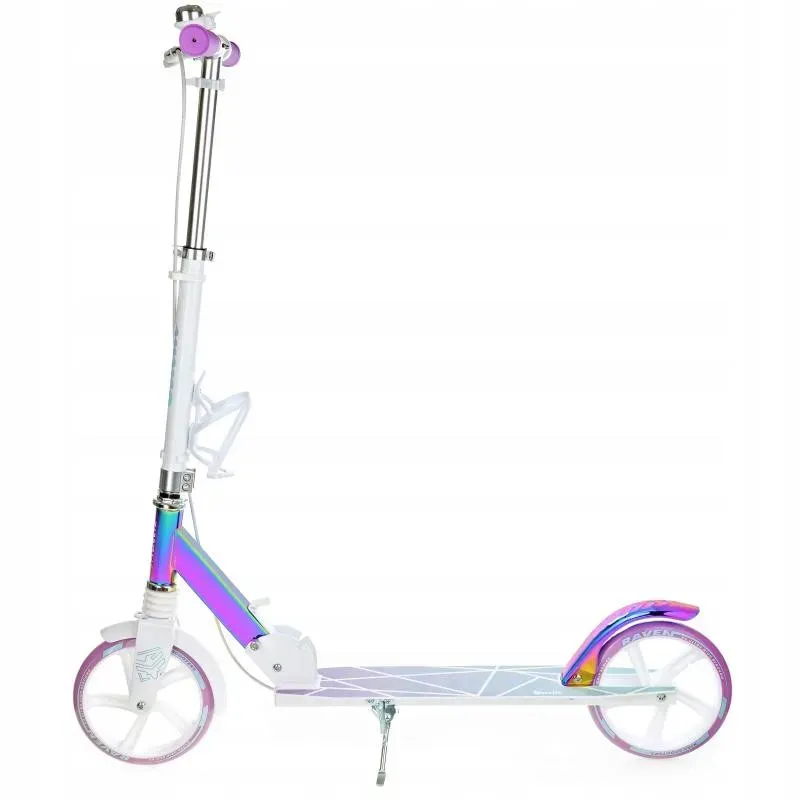 Kick scooter Raven Estelle PRO White 200mm with handbrake, bell, bottle holder and front suspension