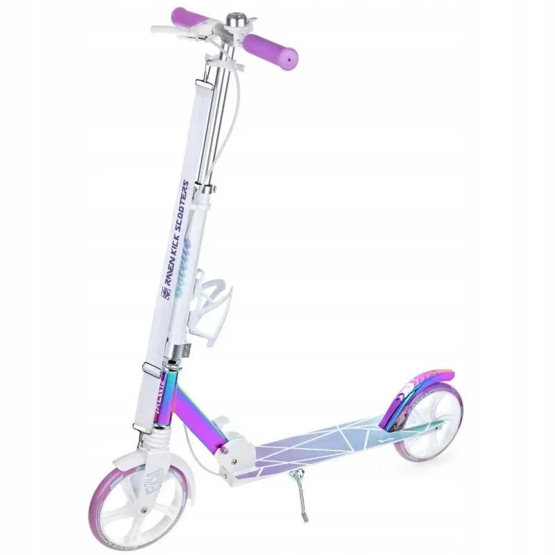 Kick scooter Raven Estelle PRO White 200mm with handbrake, bell, bottle holder and front suspension