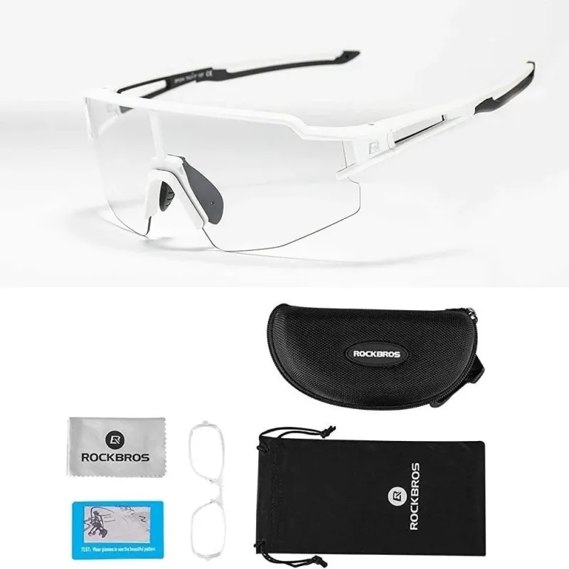 Rockbros 10172 UV400 white photochromic cycling glasses
