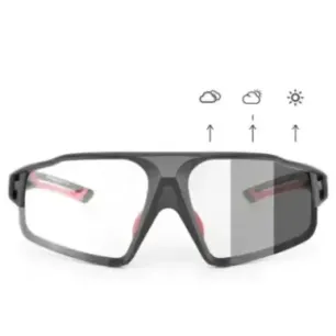 Rockbros SP216BK UV400 photochromic cycling glasses, black and red