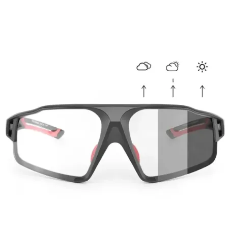 Rockbros SP216BK UV400 photochromic cycling glasses, black and red