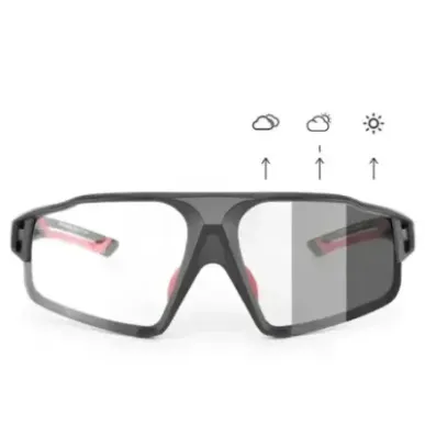 Rockbros SP216BK UV400 photochromic cycling glasses, black and red