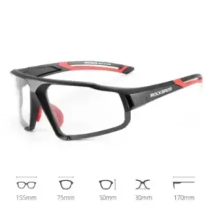 Rockbros SP216BK UV400 photochromic cycling glasses, black and red