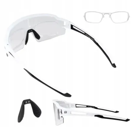 Photochromic cycling glasses with UV protection and corrective insert, Rockbros, white