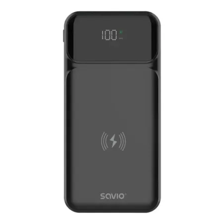 Savio BA-09 power bank Lithium Polymer (LiPo) 37 mAh Wireless charging Black