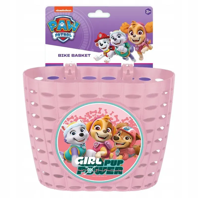 Front basket Paw Patrol for girls, pink