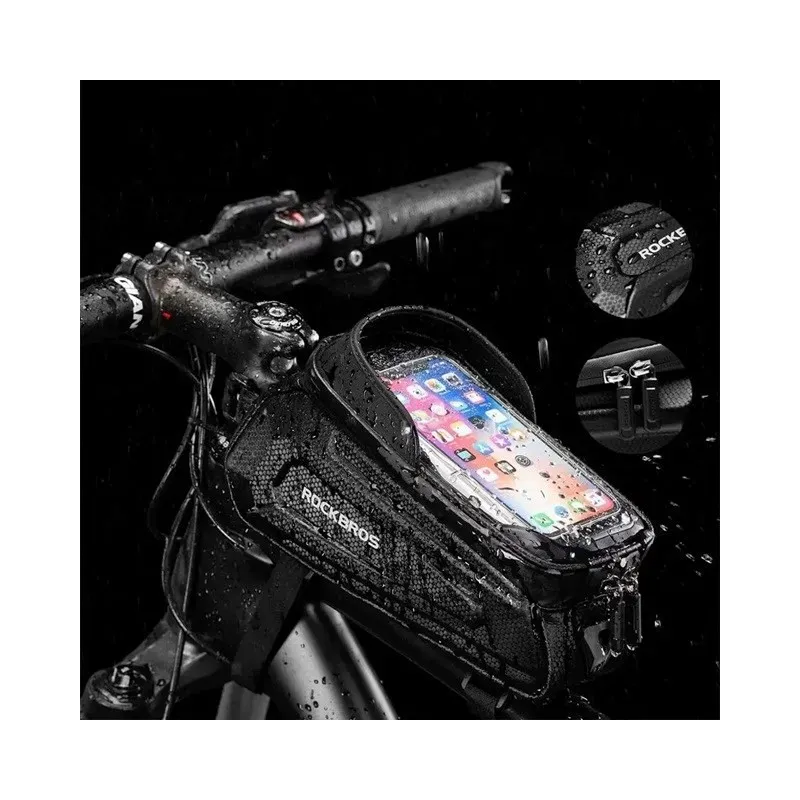 Rockbros B68-1 Bike frame bag Phone pocket 1.7l Black