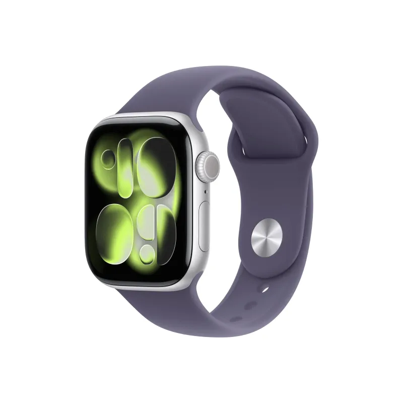 Apple Watch Series 11u00a0GPSu00a042mmu00a0Silver Aluminium Case with Purple Fog Sport Band - M/L