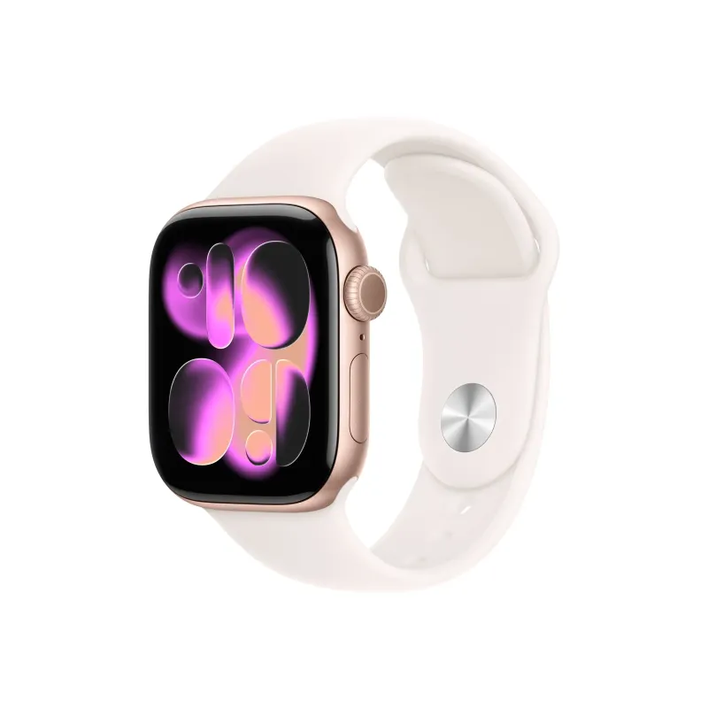 Apple Watch Series 11u00a0GPS + Cellular 42mm Rose Gold Aluminium Case with Light Blush Sport Band - M/L