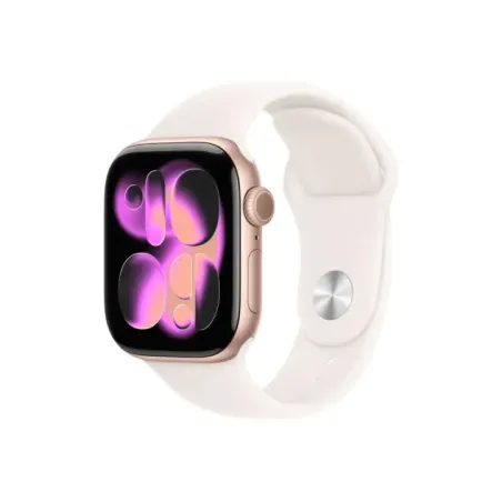 Apple Watch Series 11u00a0GPS + Cellular 42mm Rose Gold Aluminium Case with Light Blush Sport Band - S/M