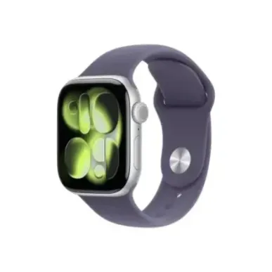 Apple Watch Series 11u00a0GPS + Cellular 42mm Silver Aluminium Case with Purple Fog Sport Band - M/L