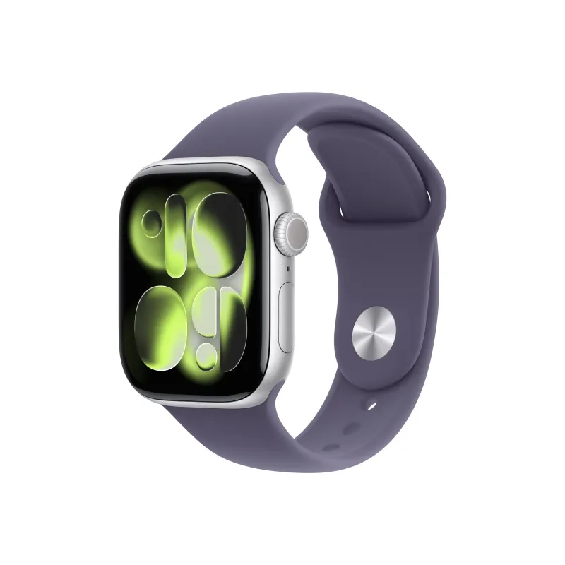 Apple Watch Series 11u00a0GPS + Cellular 42mm Silver Aluminium Case with Purple Fog Sport Band - S/M
