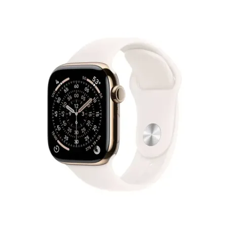 Apple Watch Series 11u00a0GPS + Cellular 42mmu00a0Gold Titanium Case with Light Blush Sport Band - M/L