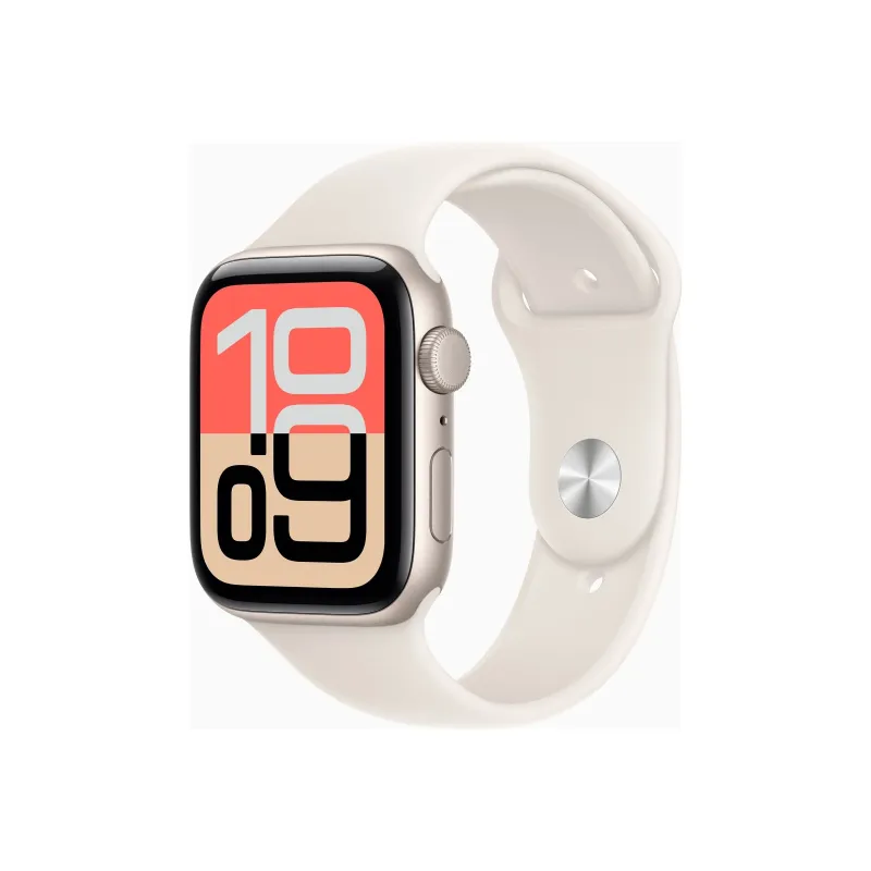 Apple Watch SE 3u00a0GPSu00a044mmu00a0Starlight Aluminium Case with Starlight Sport Band - S/M