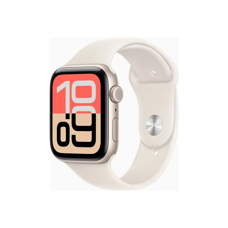 Apple Watch SE 3u00a0GPS + Cellular 44mmu00a0Starlight Aluminium Case with Starlight Sport Band - S/M
