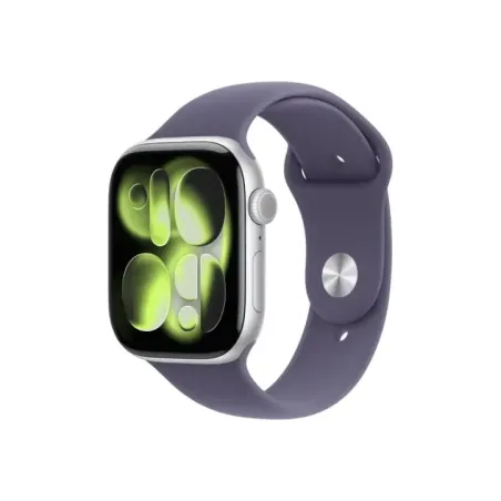 Apple Watch Series 11u00a0GPSu00a046mmu00a0Silver Aluminium Case with Purple Fog Sport Band - S/M