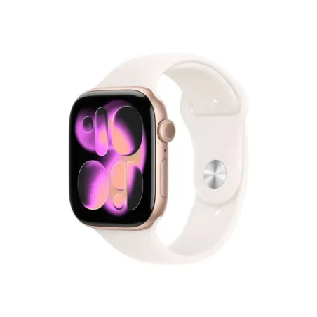 Apple Watch Series 11u00a0GPS + Cellular 46mm Rose Gold Aluminium Case with Light Blush Sport Band - M/L