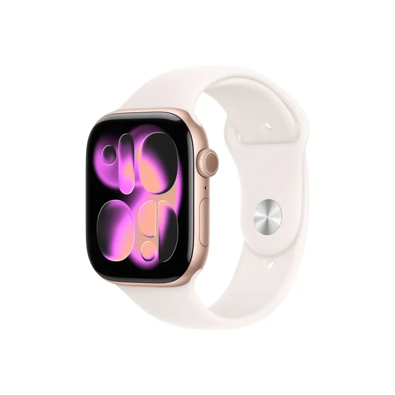 Apple Watch Series 11u00a0GPS + Cellular 46mm Rose Gold Aluminium Case with Light Blush Sport Band - S/M