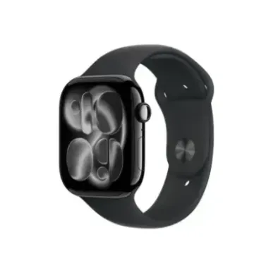Apple Watch Series 11u00a0GPS + Cellular 46mmu00a0Jet Black Aluminium Case with Black Sport Band - S/M