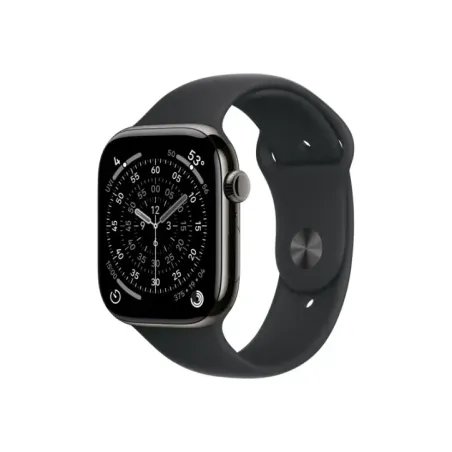 Apple Watch Series 11u00a0GPS + Cellular 46mmu00a0Slate Titanium Case with Black Sport Band - M/L