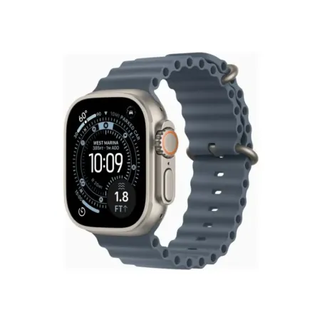 Apple Watch Ultra 3u00a0GPS + Cellularu00a049mmu00a0Natural Titanium Case with Anchor Blue Ocean Band