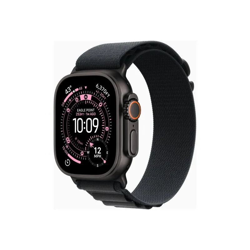 Apple Watch Ultra 3u00a0GPS + Cellularu00a049mmu00a0Black Titanium Case with Black Alpine Loop - Medium