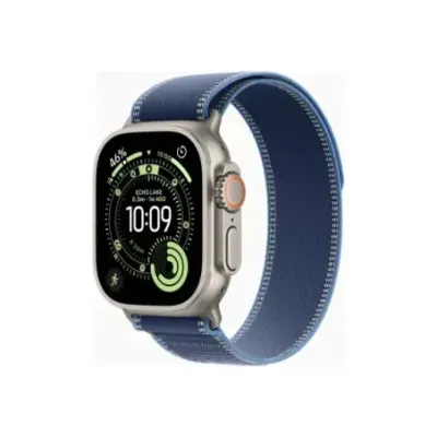 Apple Watch Ultra 3u00a0GPS + Cellularu00a049mmu00a0Natural Titanium Case with Blue/Bright Blue Trail Loop - S/M