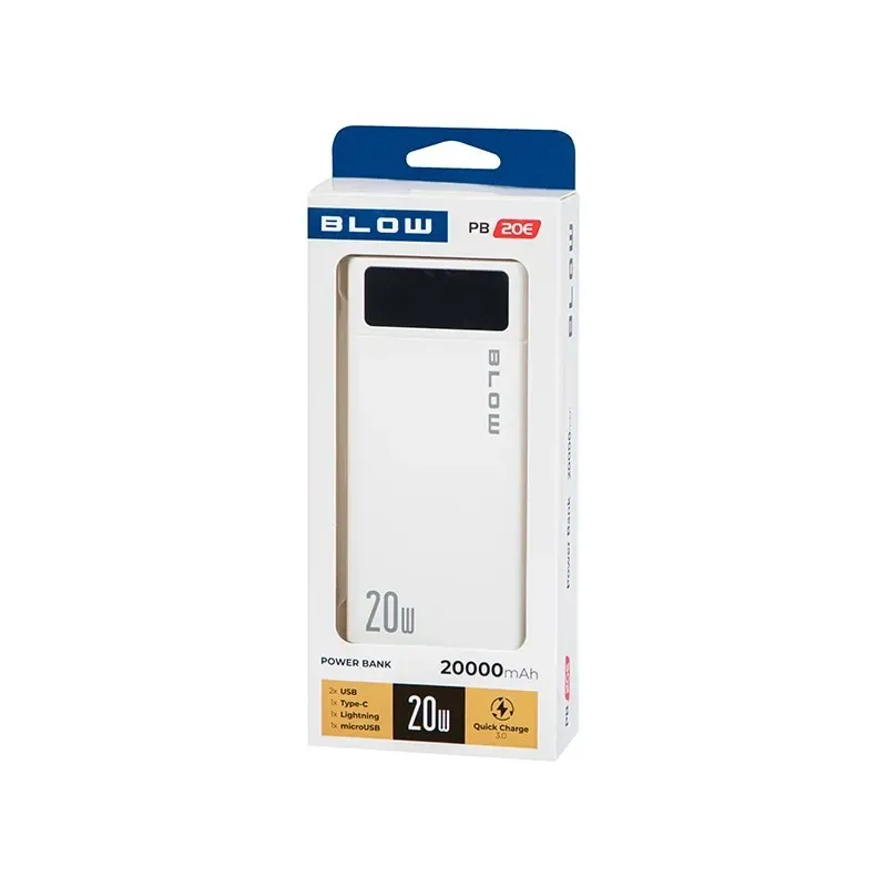 Power Bank 20000mAh QC+PD 20W + lightning PB20E